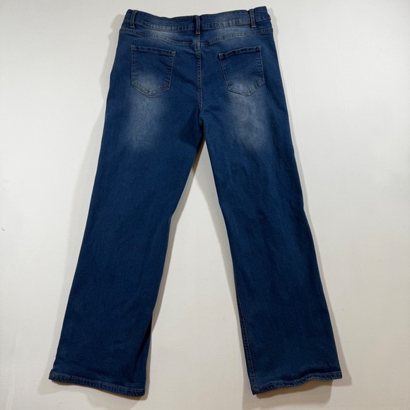 Stretchy Jeans Skull Ripped Denim Blue L Unique Grunge Rocker Punk Streetwear - Picture 7 of 11